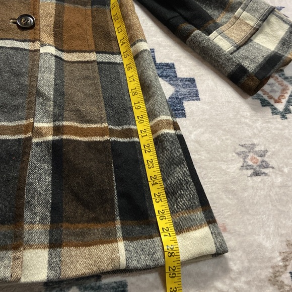 Elevenses Womens Wool blend Plaid Brown and Black Pea Coat Anthropologie size S - Picture 13 of 14